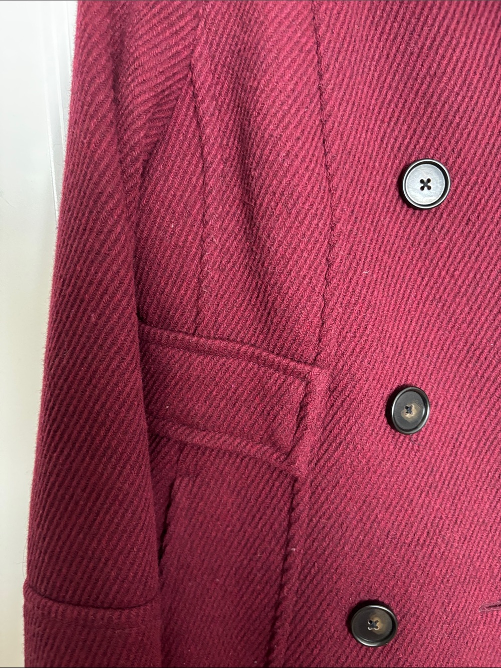 LOFT Double-Breasted Peacoat in Raspberry - Picture 6 of 9